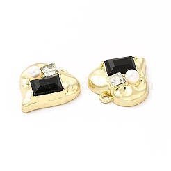 Alliage de placage de rack avec coeur en verre avec pendentifs rectangle&nbsp;FIND-G051-08LG-01