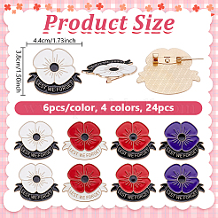24 pieza 4 colores para que no olvidemos los broches de esmalte de amapola&nbsp;JEWB-GA0001-50
