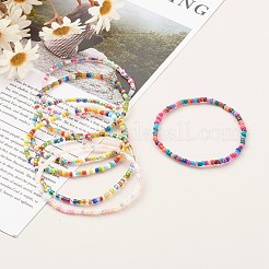 Set di braccialetti elasticizzati con perline di semi di vetro rotondi 7 pz 7 stili&nbsp;BJEW-JB06327