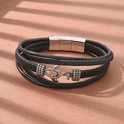 Geflochtene Mikrofaser-Leder-Mehrstrang-Armbänder&nbsp;BJEW-Q010-04A