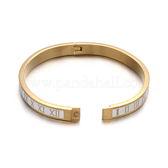 Ionenplattierung (IP) römische Ziffern Design 304 Edelstahl Emaille Armreifen&nbsp;BJEW-L552-11D-6mm