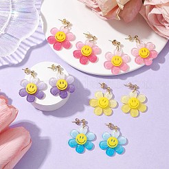 Girasole con orecchini pendenti in acrilico sorridenti&nbsp;EJEW-JE05608
