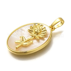 Colgantes de flor de nacimiento con concha pavé de latón&nbsp;FIND-I040-04K