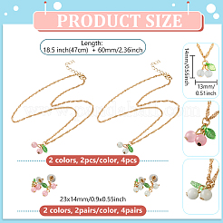 2 Farben Kirsche Eisen & Acryl Anhänger Halsketten & Ohrstecker Schmuck-Set für Frauen&nbsp;SJEW-HY0001-21