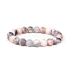 Bracelets extensibles en perles de jaspe zèbre naturelles&nbsp;BJEW-K212-A-035