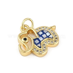 Placage de crémaillère en laiton micro pavé pendentifs en zircone cubique claire&nbsp;KK-U032-25G-02