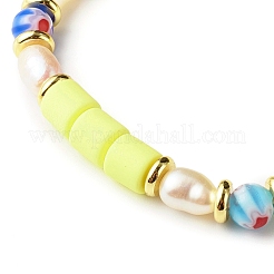 Set di bracciali con catena a maglie in lega e perline in ottone elasticizzato e fatto a mano in stile 5 pz 5 in stile&nbsp;BJEW-SZ0001-66B