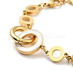 Bracciale a maglie ad anello intrecciato con conchiglia naturale&nbsp;BJEW-P273-02G