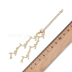 Armband aus Messing mit klaren Zirkonia-Steinen in Blattform&nbsp;AJEW-JB01613