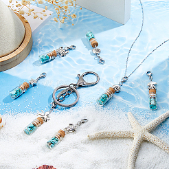 24 pieza de 6 estilos de decoraciones colgantes de turquesa sintética de la serie Ocean&nbsp;HJEW-FH00109