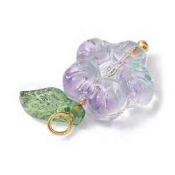 Pendenti con fiori in vetro trasparente e foglie in acrilico&nbsp;PALLOY-JF02287-02