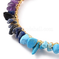 Bracelets de perles en copeaux de pierre mélangés naturels et synthétiques&nbsp;BJEW-JB05651-01