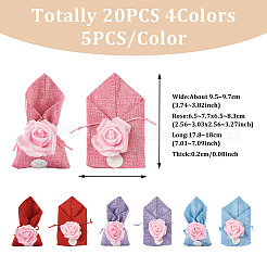 20 Stück 4 Farben Polyester Ramie Mischgarn Schmuck Kordelzug Geschenktüten&nbsp;ABAG-BT0001-05
