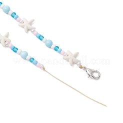 Stelle marine e pesci e tartarughe sintetiche turchesi e porcellana e decorazioni pendenti con perline di semi di vetro&nbsp;HJEW-JM03182