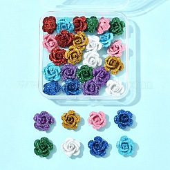 32 pz 8 colori 3d fiore rosa vernice da forno perline di alluminio&nbsp;FIND-FS0003-57
