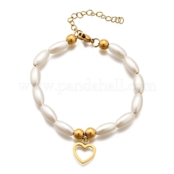 Braccialetti con ciondolo a forma di cuore in acciaio inossidabile 304 per donna&nbsp;BJEW-C098-09G