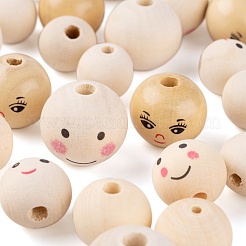 80pcs 4 Stil europäische Naturholzperlen&nbsp;WOOD-LS0001-37
