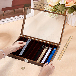 Aufbewahrungsbox aus Holz mit 10 Fächern für Uhrenarmbänder und Sichtfenster im Deckel&nbsp;CON-WH0112-078