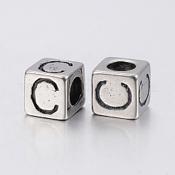 Perline europee con lettera a foro grande in acciaio inossidabile 304&nbsp;X-STAS-H428-01AS-C