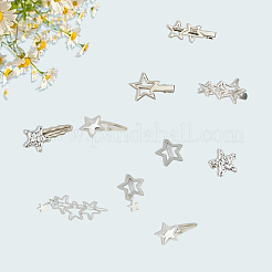 10 Stück 10 Stile Stern Eisen & Stoff Snap Haarspangen und Eisen Alligator Haarspangen&nbsp;PHAR-CY0001-07