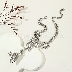 Wellenförmige Zinklegierungs-Strass-Gliederringarmbänder&nbsp;FS-WGF2CBB-02