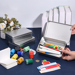 Rechteckige Aufbewahrungsboxen aus Weißblech mit Deckel&nbsp;CON-WH0112-040