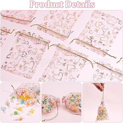 100 x Organza-Geschenkbeutel mit Goldprägung und Herzen&nbsp;OP-PH0001-37B
