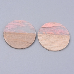Pendentifs en résine & en bois&nbsp;X-RESI-R428-03B