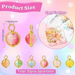 30pcs 6 Farben Glasanhänger&nbsp;PALLOY-YW00183