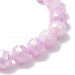 7 pulsera elástica de cuentas de vidrio redondas galvanizadas antideslustre para mujer&nbsp;BJEW-JB12664