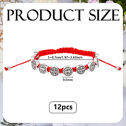 Braccialetti ovali in lega con perline di San Benedetto e croce da 12 pezzo&nbsp;BJEW-DC0001-21B