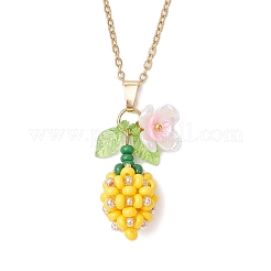 Colliers avec pendentif en forme de fleur en perles de verre et perles d'imitation&nbsp;NJEW-MZ00115-03