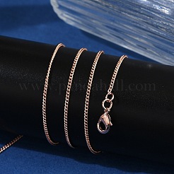 Collane a catena in ottone placcato a cremagliera da 1 mm per donne e uomini&nbsp;MAK-L044-26RG