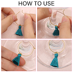 DIY-Sets zum Basteln von Weinglas-Anhängern mit Polyesterquasten&nbsp;DIY-CA0006-93