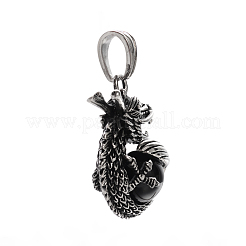 Eleganti pendenti retrò in acciaio inossidabile 304 a forma di drago in agata&nbsp;STAS-F011-37A