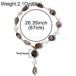 Collane a lariat da donna in lega e resina con pepite di perle artificiali.&nbsp;WG2BD40-01