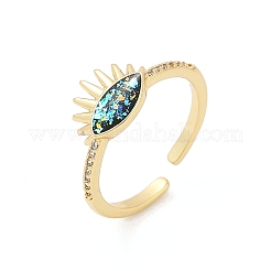 Anelli da donna aperti con micro pavé di zirconi cubici trasparenti in ottone&nbsp;RJEW-G343-29G-02