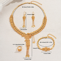 Legierung hohl blume blatt armbänder & ohrringe & halsketten & ringe sets für frauen&nbsp;PC9373