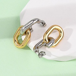 Orecchini pendenti ovali bicolore in acciaio inossidabile 304&nbsp;EJEW-L304-04GP
