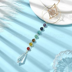Décorations de pendentif en perles de pierre mélangées naturelles et synthétiques et en laiton&nbsp;HJEW-TA00099