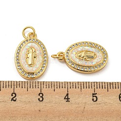 Micro pavé de zircone cubique en laiton avec pendentifs en opale synthétique&nbsp;KK-D096-03A-02