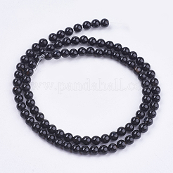 Natürliche schwarze Onyxperlenstränge&nbsp;G-H1567-4MM