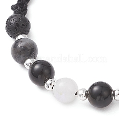 Bracelets tressés en perles rondes de pierre de lune blanche naturelle&nbsp;BJEW-JB12917-03