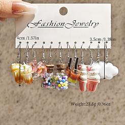 6 Set niedlicher Miniatur-Ohrhänger aus Kunstharz und Dessert-Lebensmitteln&nbsp;FS-WGC6E73-01