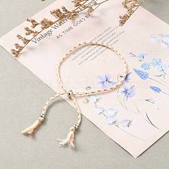 Fabrication de bracelets coulissants en cordons de coton tressés réglables&nbsp;AJEW-JB00797-05