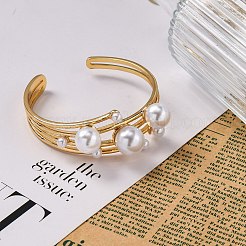 Bracelets de manchette en laiton plaqué en rack pour femmes&nbsp;BJEW-C086-03G