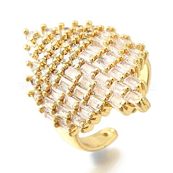 Bagues ouvertes réglables en laiton avec micro pavé de zircones cubiques&nbsp;RJEW-D313-10G