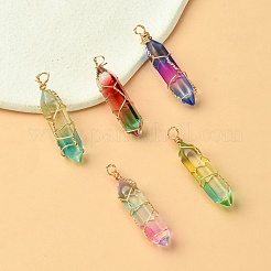 5pcs 5 colgantes de vidrio de colores&nbsp;GLAA-YW0003-24