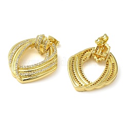 Orecchini pendenti ovali cavi twist con zirconi trasparenti&nbsp;EJEW-G373-06G