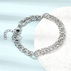 6.5 mm breite Doppelglieder-Armbänder aus Edelstahl 304 für Damen und Herren&nbsp;SA-CBA37BC-21P